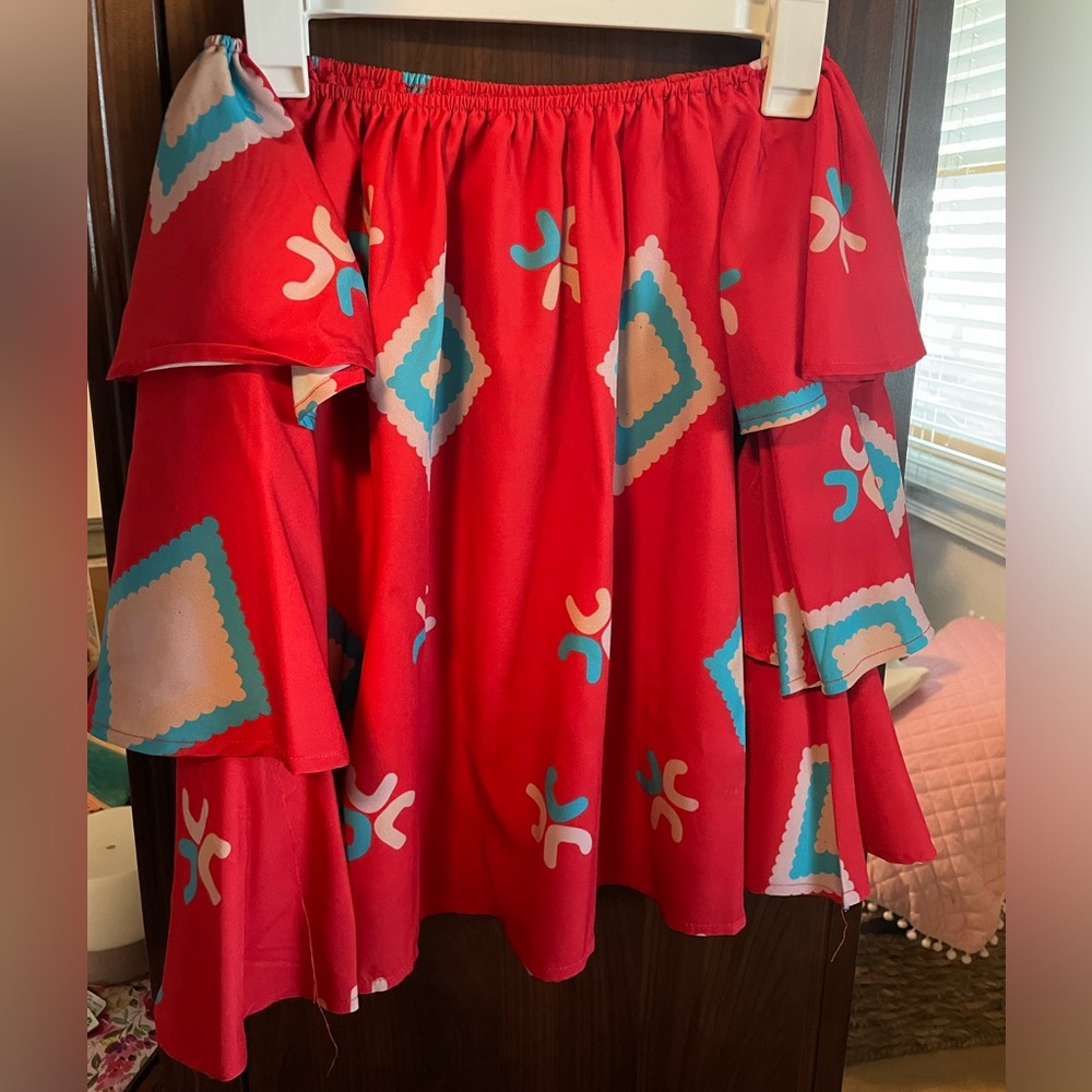 Tribal Print Ruffle Blouse